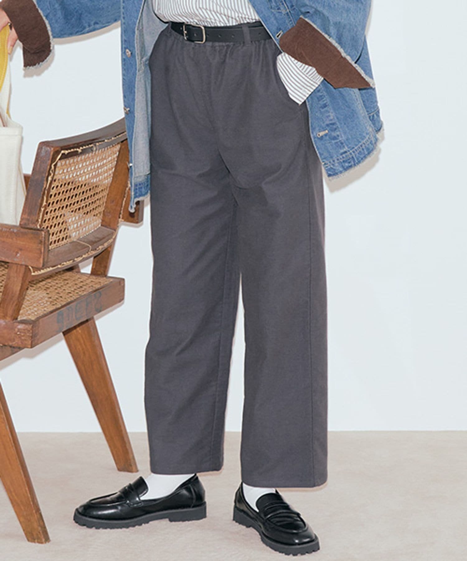 studio CLIP やわらかストレッチストレートイージーパンツ[プチ・プラスサイズあり] スタディオクリップ パンツ その他のパンツ グレー ネイビー イエロー ホワイト【送料無料】のサムネイル