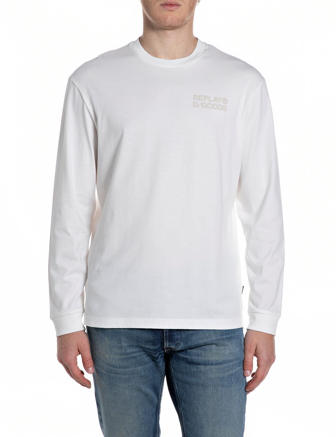 【SALE／10%OFF】REPLAY オープンエンドジャージーロングTシャツ リプレイ トップス カットソー・Tシャツ ホワイト【送料無料】