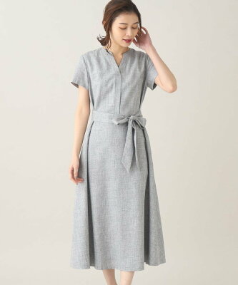 【SALE/5%OFF】UNTITLED 【新色追加!/さらっと着られる/洗える】麻調スラブツイル フレアワンピース アンタイトル ワンピース・ドレス その他のワンピース・ドレス グレー ベージュ ブルー ネイビー【送料無料】