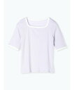 Ludic Park テレコスクエア半袖Tシャツ ルディックパーク トップス カットソー・Tシャツ パープル ブラック ホワイト