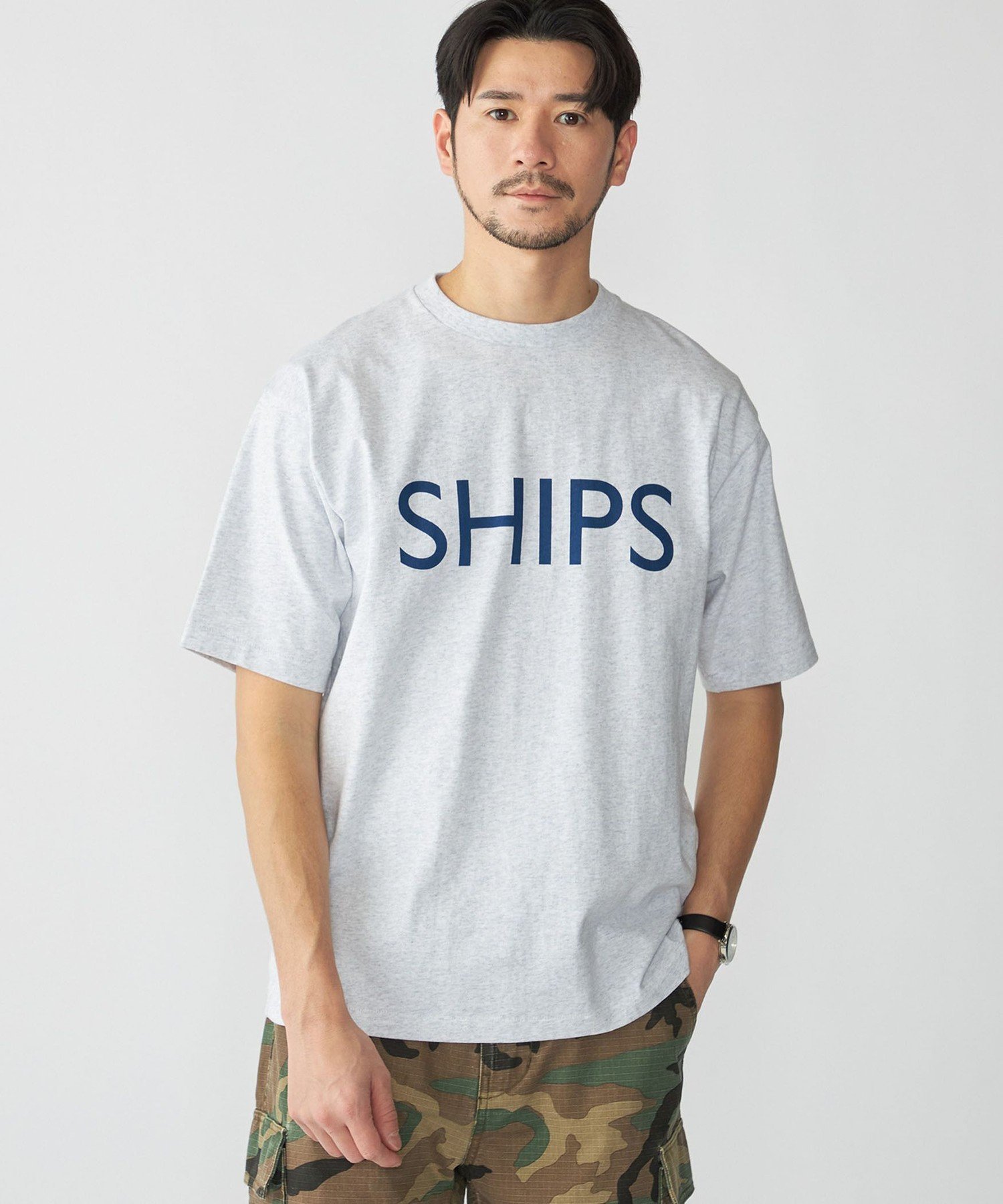 【SALE／40%OFF】SHIPS MEN 【SHIPS別注】Champion: SHIPS ロゴ プリント Tシャツ シップス トップス カットソー・Tシャツ ネイビー グレー ブルー ホワイト【送料無料】