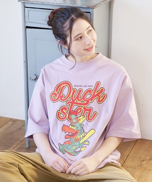 Duckster/ダックスター DS×ART JUNKIE コラボS/STEE《CALM DRAGON》 (MENS) ゴースローキャラバン トップス カットソー・Tシャツ パープル ブラック ホワイト