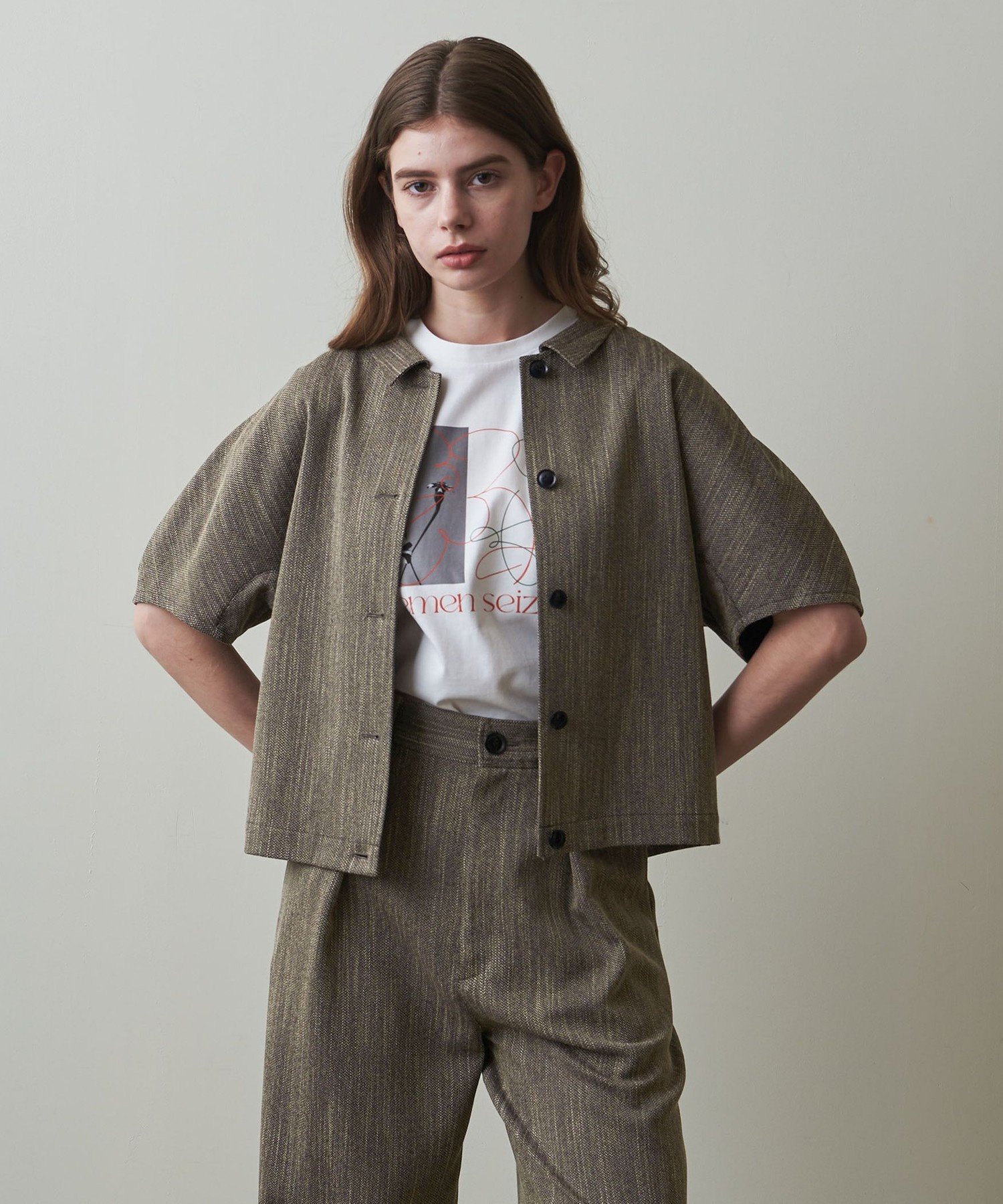 【SALE／50%OFF】Steven Alan ＜Steven Alan＞ヘリンボーン ブラウス ユナイテッドアローズ アウトレット トップス シャツ・ブラウス ブラック ホワイト【送料無料】のサムネイル