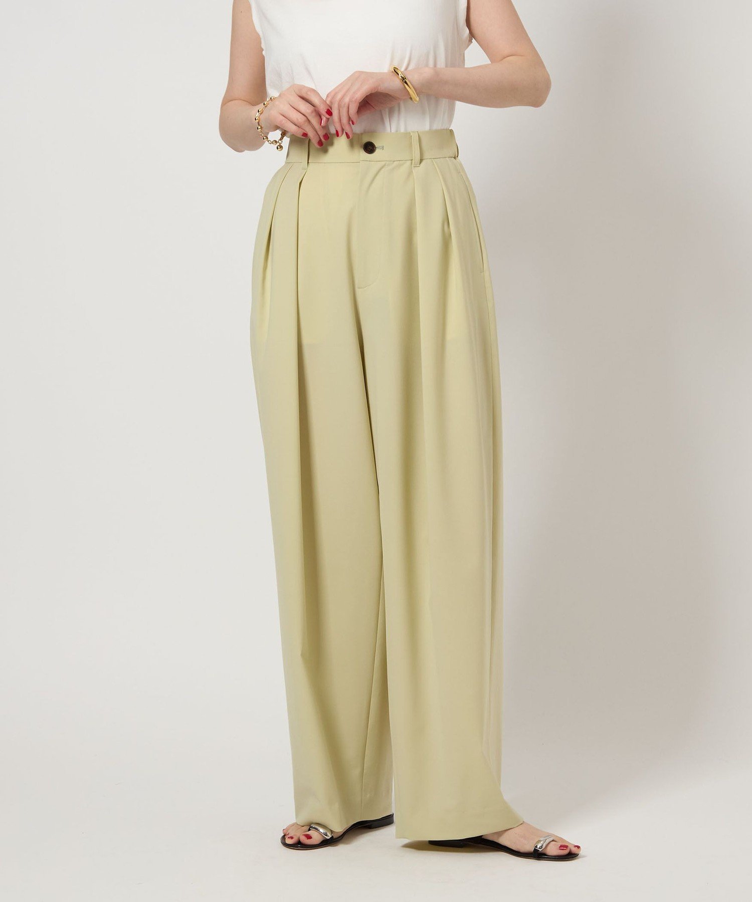 conte ＜conte＞タック イージー テーパードワイドパンツ ユナイテッドアローズ パンツ その他のパンツ イエロー ブラック【送料無料】のサムネイル