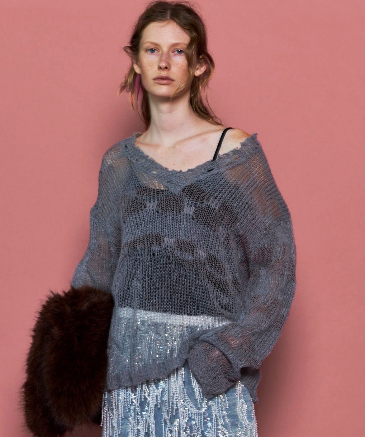 MAISON SPECIAL V-neck Low Gauge Pullover Knit メゾンスペシャル トップス ニット イエロー ブラック グレー【送料無料】のサムネイル