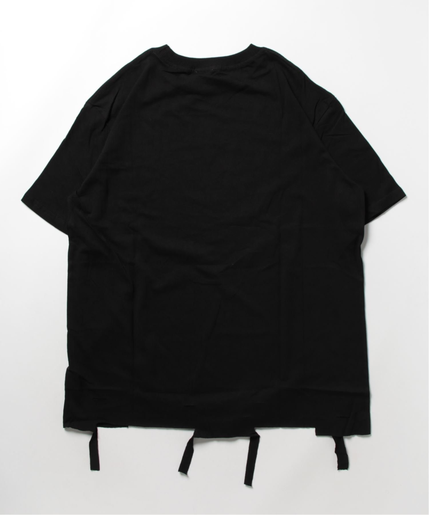 HOOK HOOK/(U)【HOOK】個性派十字架パッチダメージ裾ビッグTEE アイモハ トップス カットソー・Tシャツ ブラック ホワイト