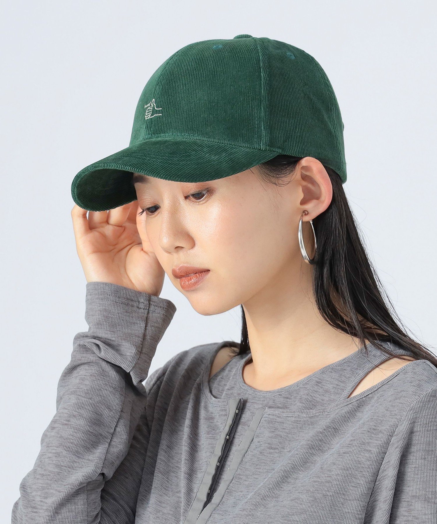 BEAMS HEART WOMEN ハンドサイン 細コーデュロイ キャップ ビームス ハート 帽子 キャップ ベージュ グリーン ブラウン ブラック ホワイトのサムネイル