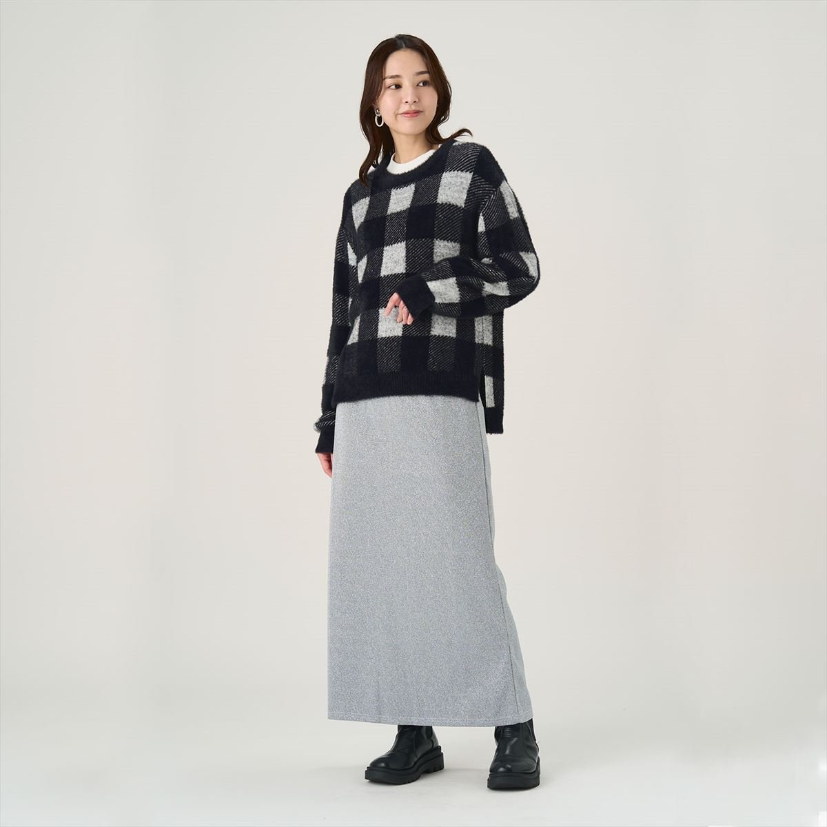 Pitta Re:) 【Pitta Re:)】 ジャカードニットプルオーバー チェック レディース BL05I512DE10X00-49 トーキョーシャツ トップス ニット ブラック