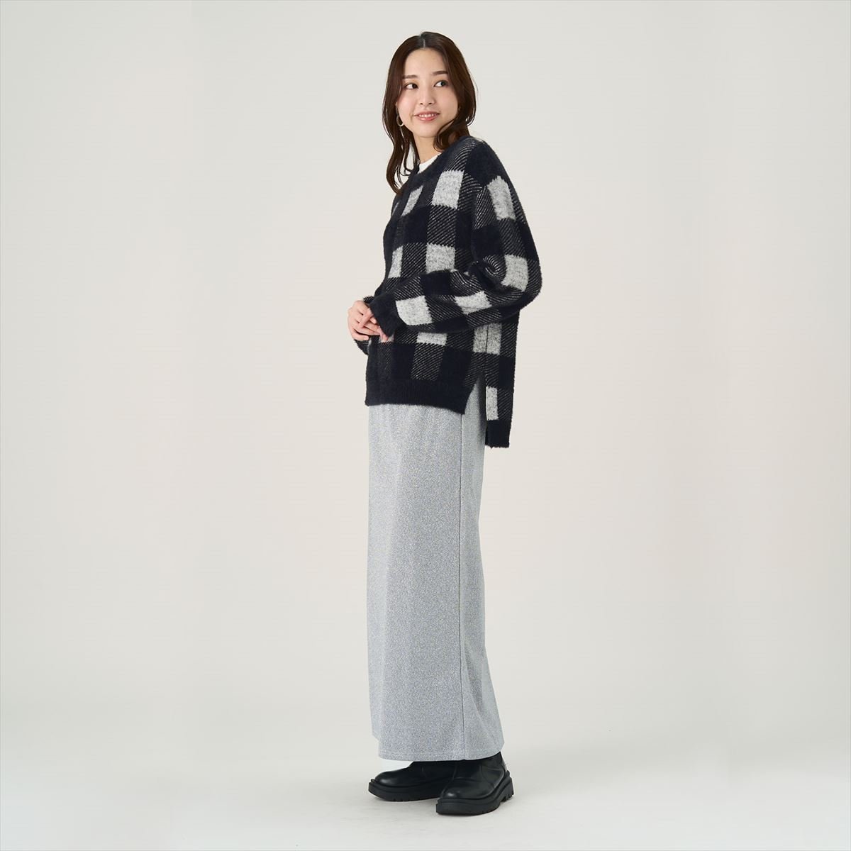 Pitta Re:) 【Pitta Re:)】 ジャカードニットプルオーバー チェック レディース BL05I512DE10X00-49 トーキョーシャツ トップス ニット ブラック