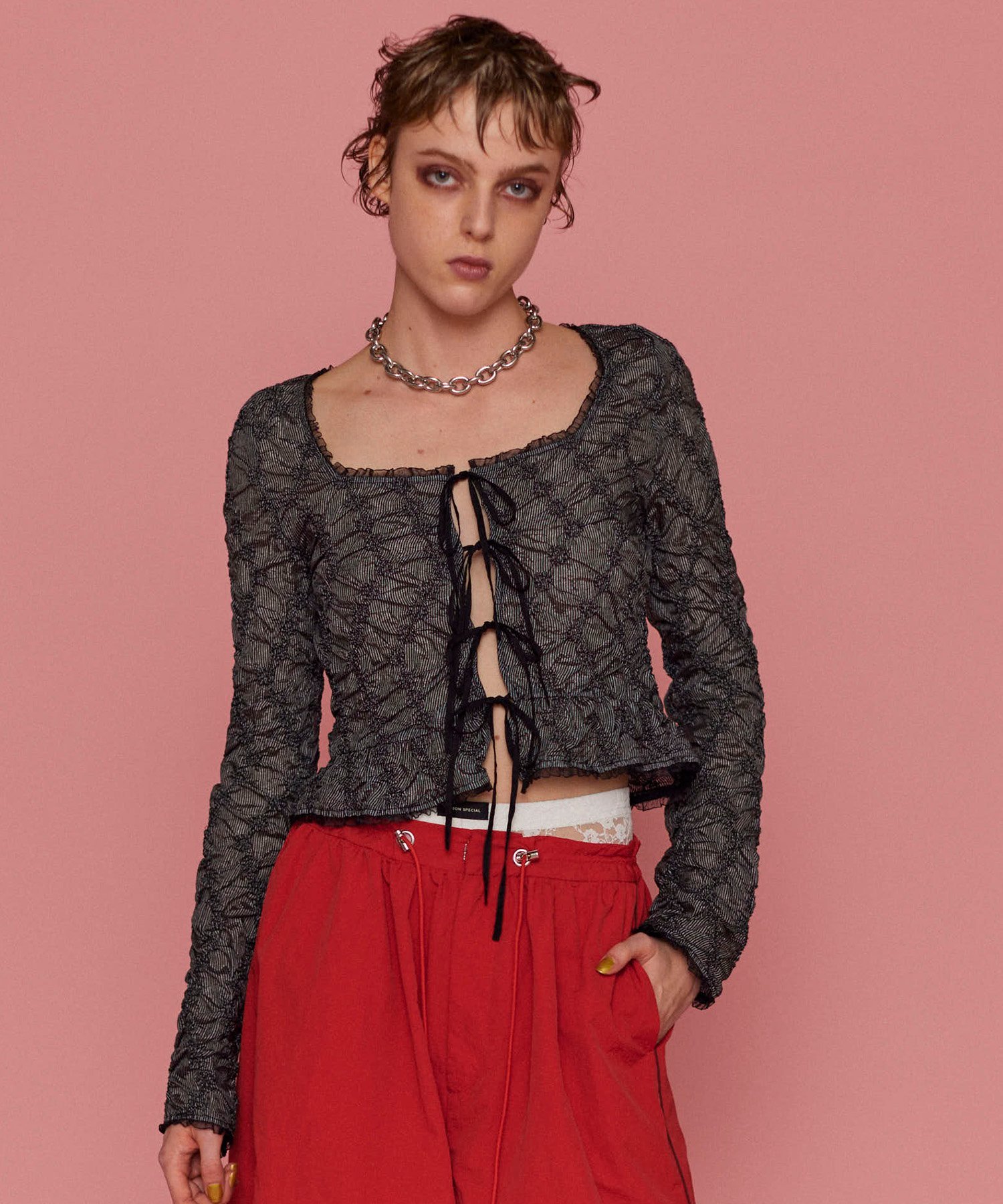 MAISON SPECIAL Flower Shirring Tops メゾンスペシャル トップス シャツ・ブラウス ブルー ブラック【送料無料】のサムネイル