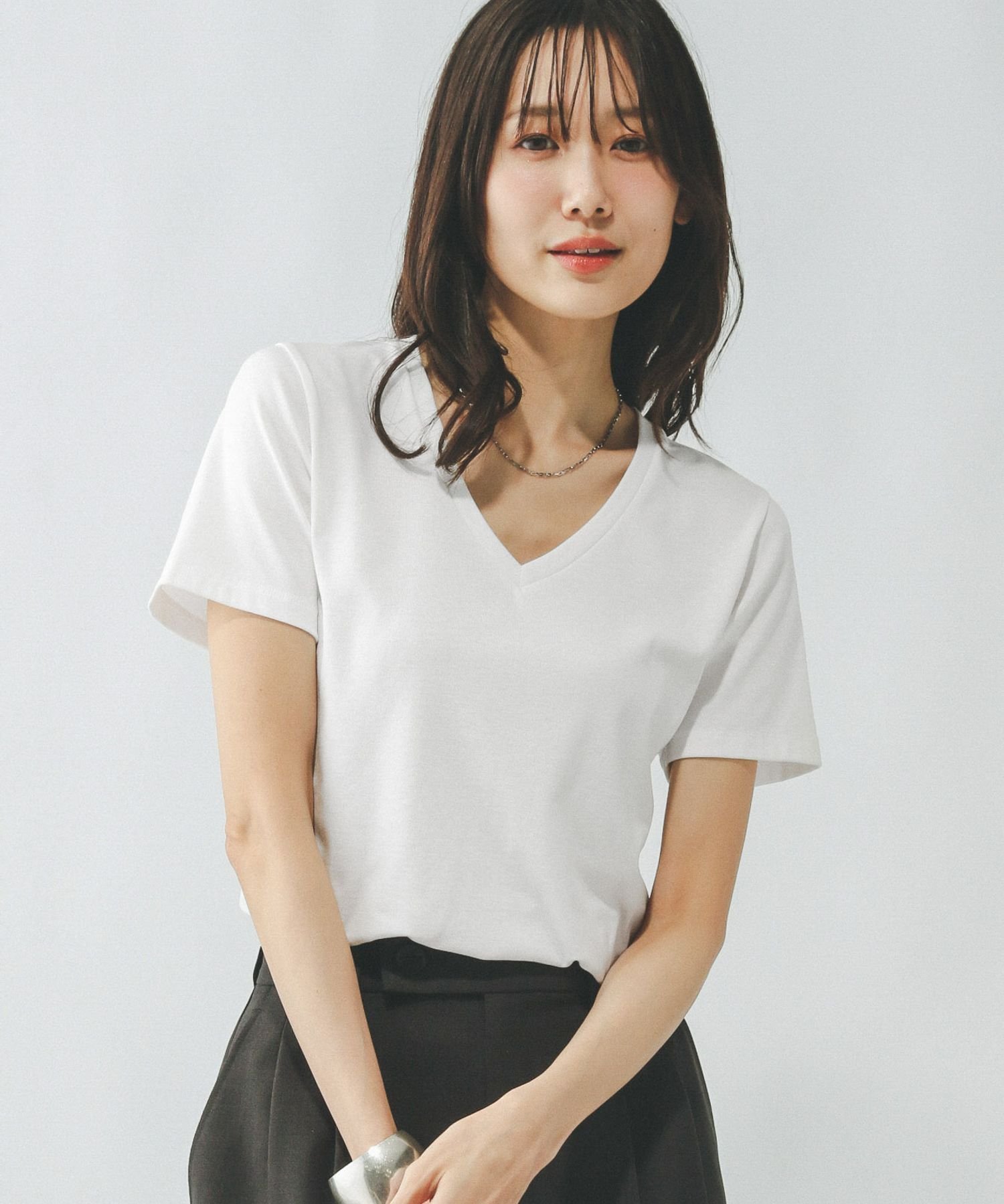 【SALE／50%OFF】GLOBAL WORK Fffit エフィット/やみつきストレッチVネックT/291138 グローバルワーク トップス カットソー・Tシャツ ネイビー ベージュ ホワイト ブラック stylife-14982950 Rakuten Fashion サンプル画像2