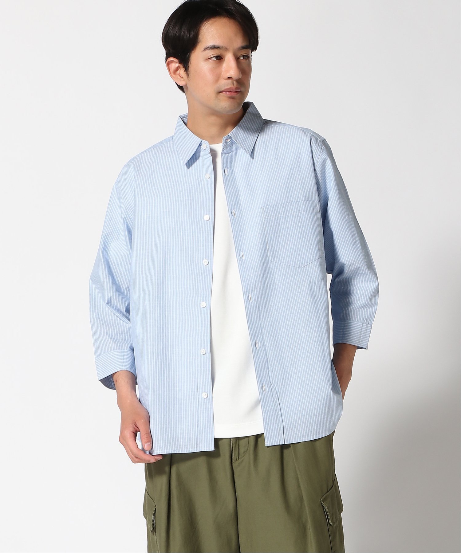 Natural Story NATURAL STORY/(M)スラブストライプシャツ Tシャツセット ジーンズメイト トップス シャツ・ブラウス グレー ブラウン ブルー【送料無料】