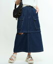 CONVERSE TOKYO WOMEN 2WAY DETACHABLE MILITARY DENIM CARGO SKIRT コンバーストウキョウ スカート その他のスカート グレー ネイビー【送料無料】