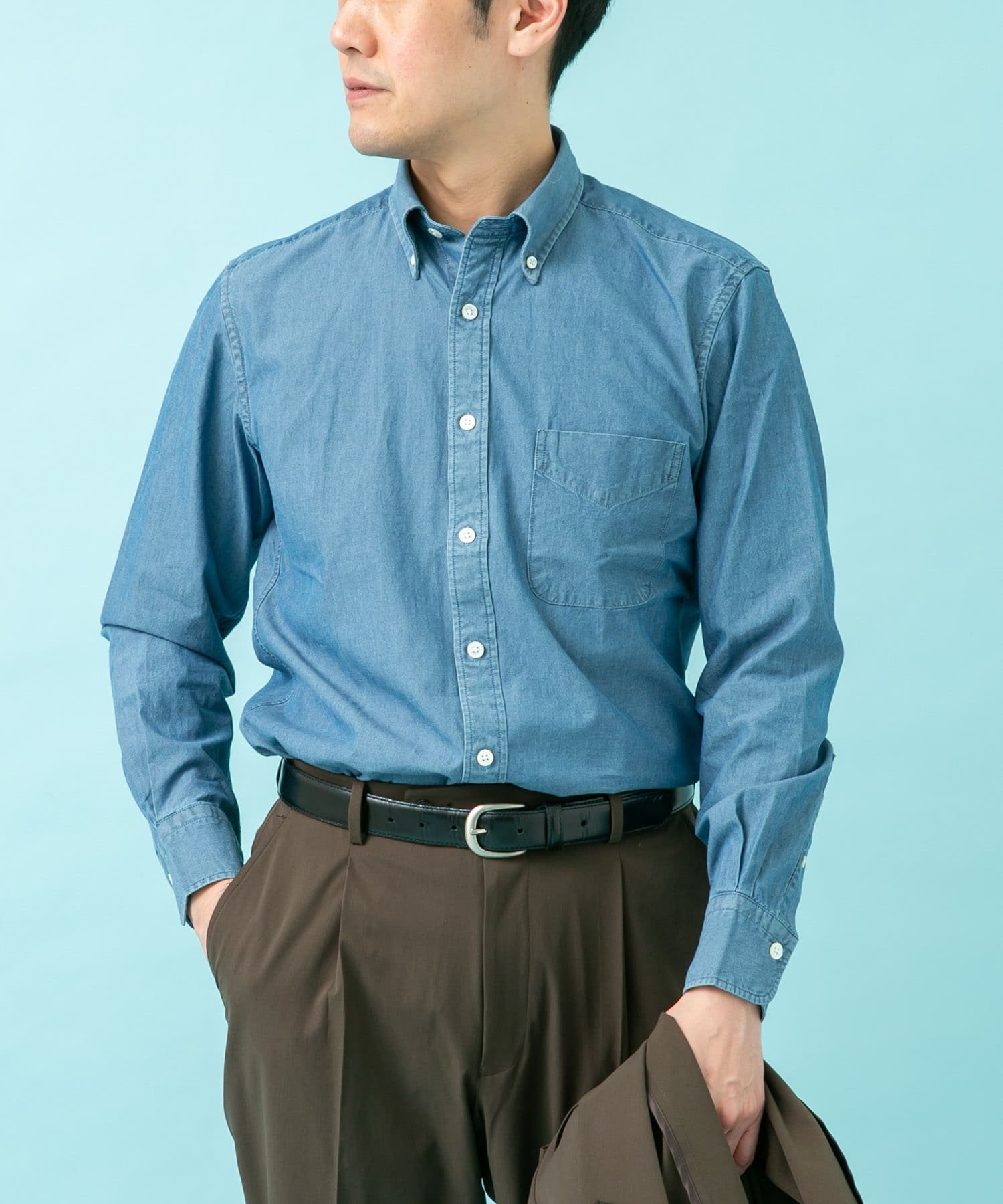 URBAN RESEARCH DOORS LIFE STYLE TAILOR シャンブレーBDシャツ アーバンリサーチドアーズ スーツ・フォーマル Yシャツ・カッターシャツ ブルー ネイビー【送料無料】