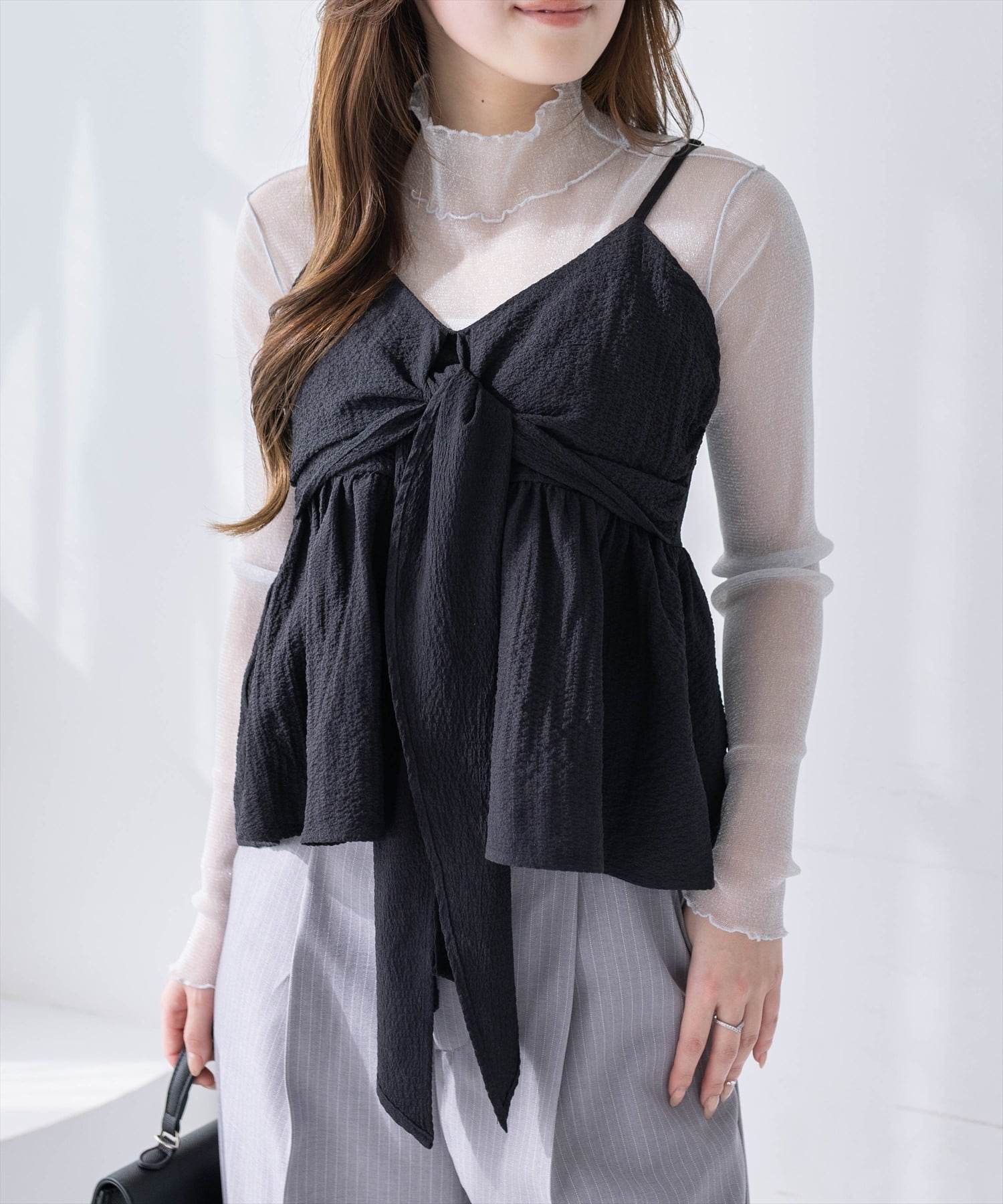 【SALE／15%OFF】clear 無地柄アソートリボン風ビスチェ クリア トップス その他のトップス ブラック