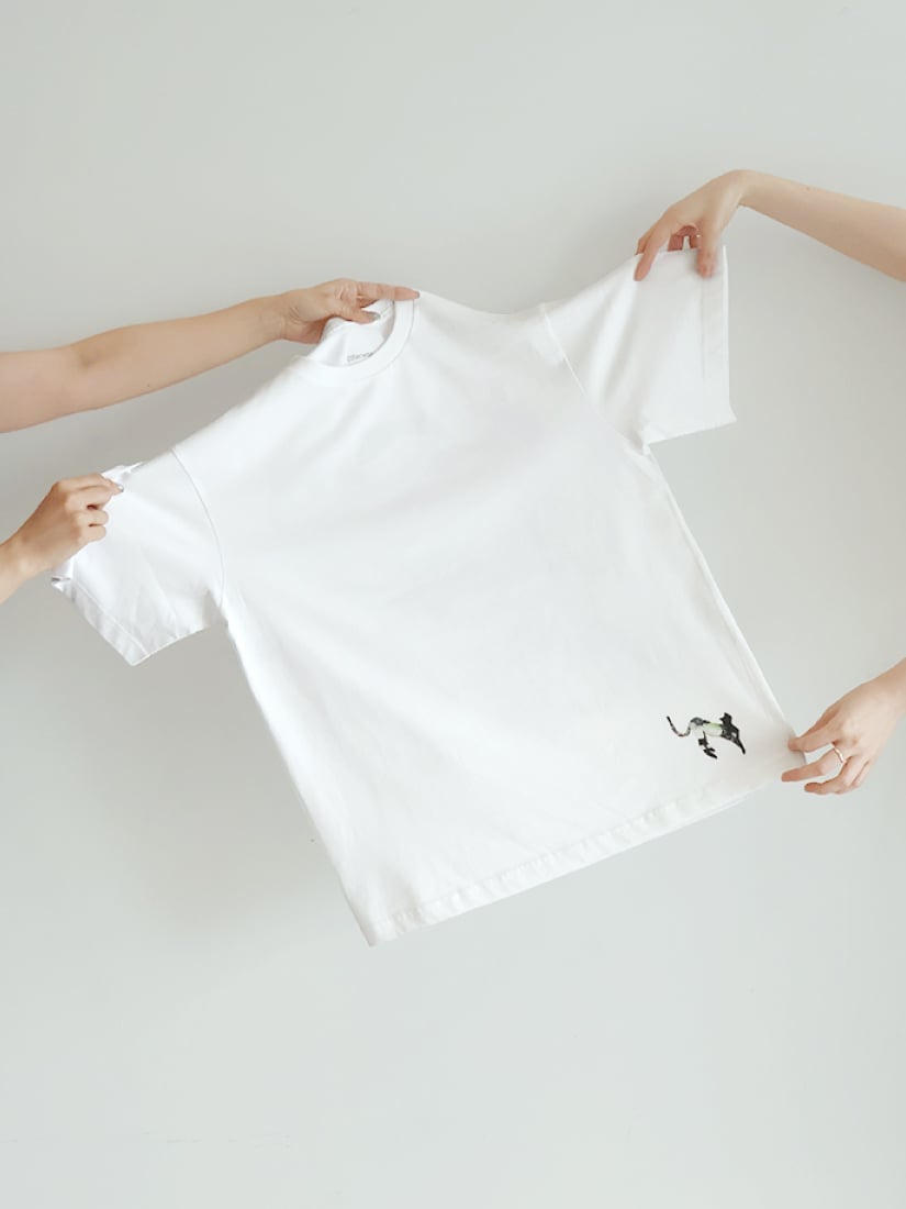H.P.FRANCE Tシャツ「Cool Cats」Tamami Kubota アッシュペーフランス トップス カットソー・Tシャツ ホワイト