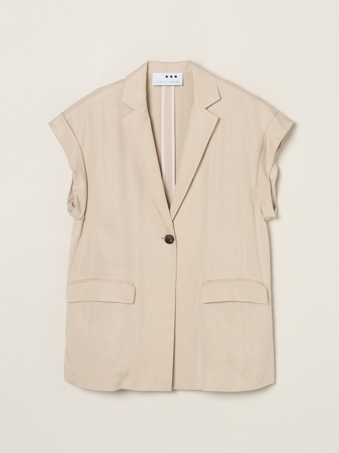 three dots Fibrio s/s jacket スリードッツ ジャケット・アウター その他のジャケット・アウター ブラック ベージュ カーキグリーン