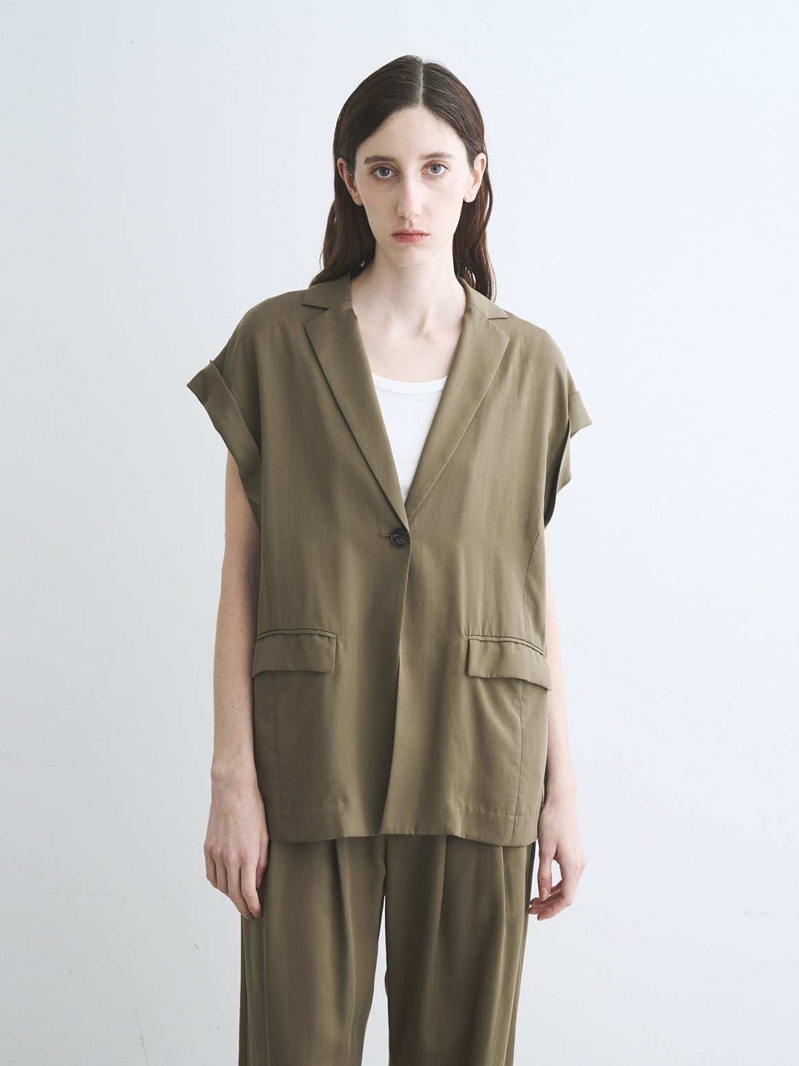 three dots Fibrio s/s jacket スリードッツ ジャケット・アウター その他のジャケット・アウター ブラック ベージュ カーキグリーン