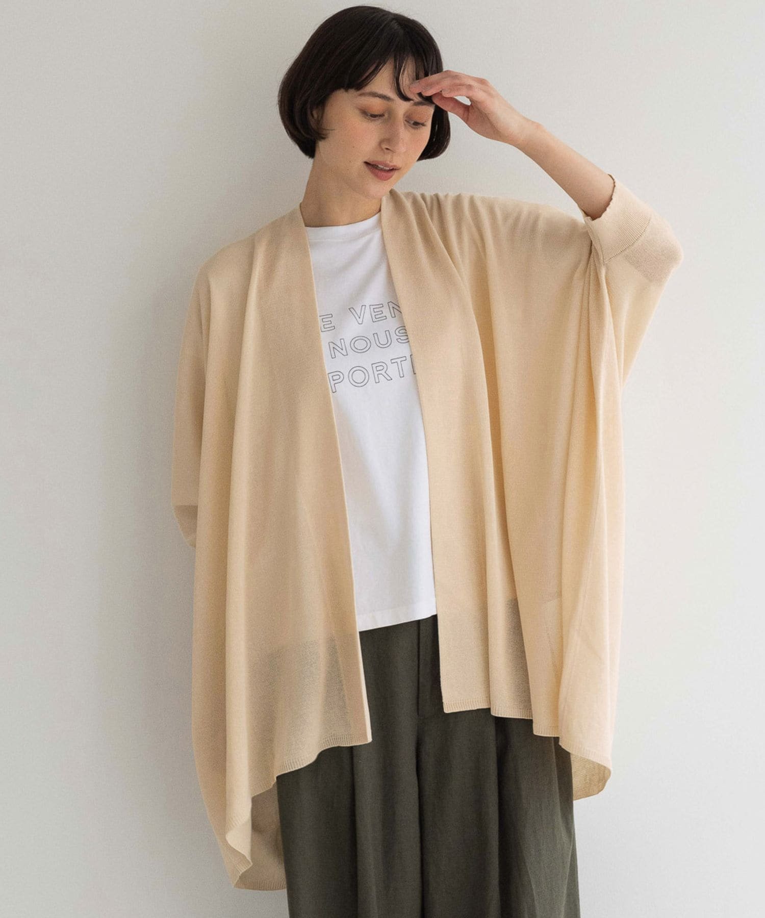 natural by clip 《natural by clip》サラサラモモンガカーディガン スタディオクリップ トップス カーディガン ブルー ブラウン ホワイト【送料無料】