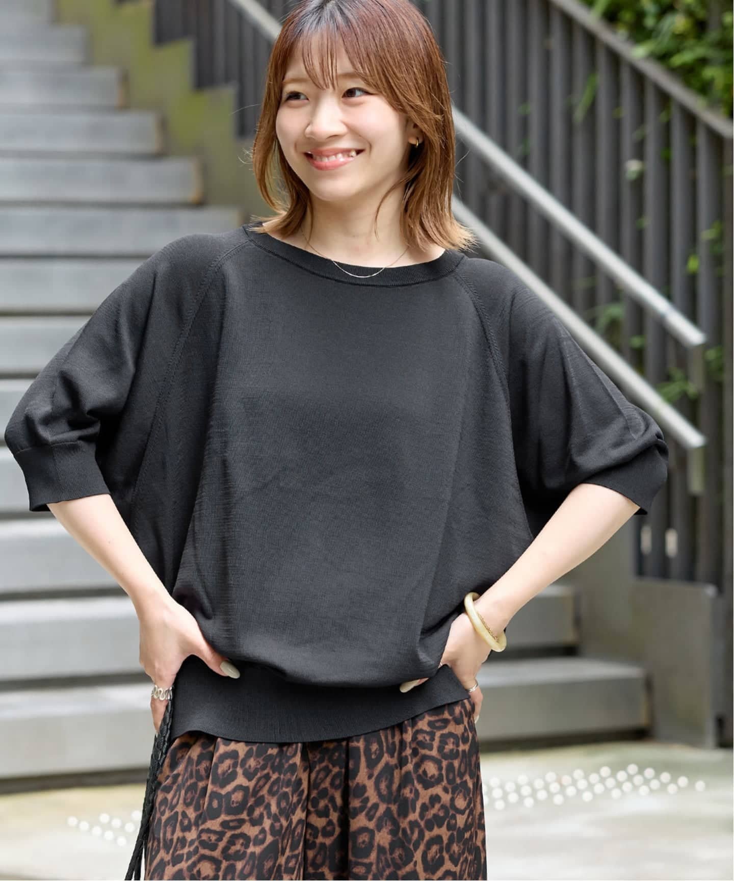 JOURNAL STANDARD relume 《WEB限定追加》接触冷感 / ウォッシャブルクールドルマンプルオーバー ジャーナル スタンダード レリューム トップス ニット グリーン ネイビー ブラック グレー ブラウン