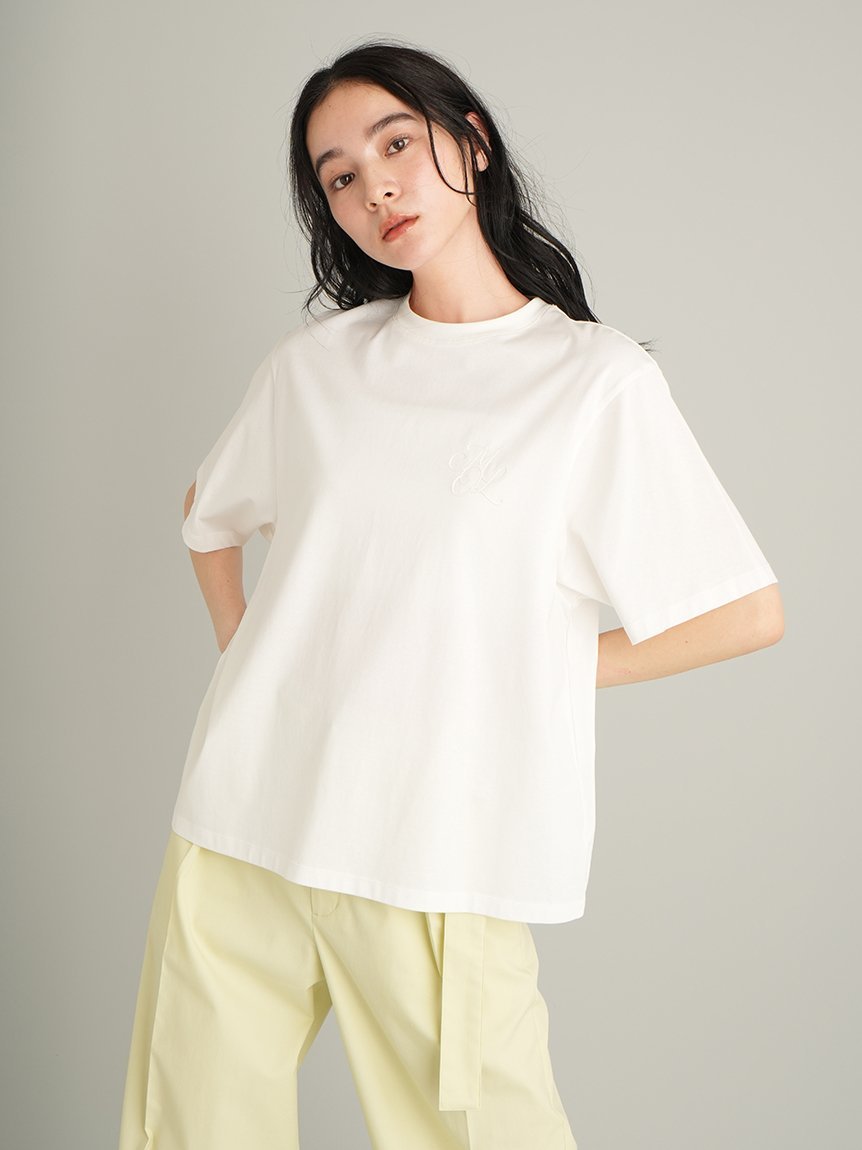 Mila Owen 【WEB限定カラー】ハイラインモノグラムTシャツ ミラオーウェン トップス カットソー・Tシャツ ピンク ホワイト ブラック