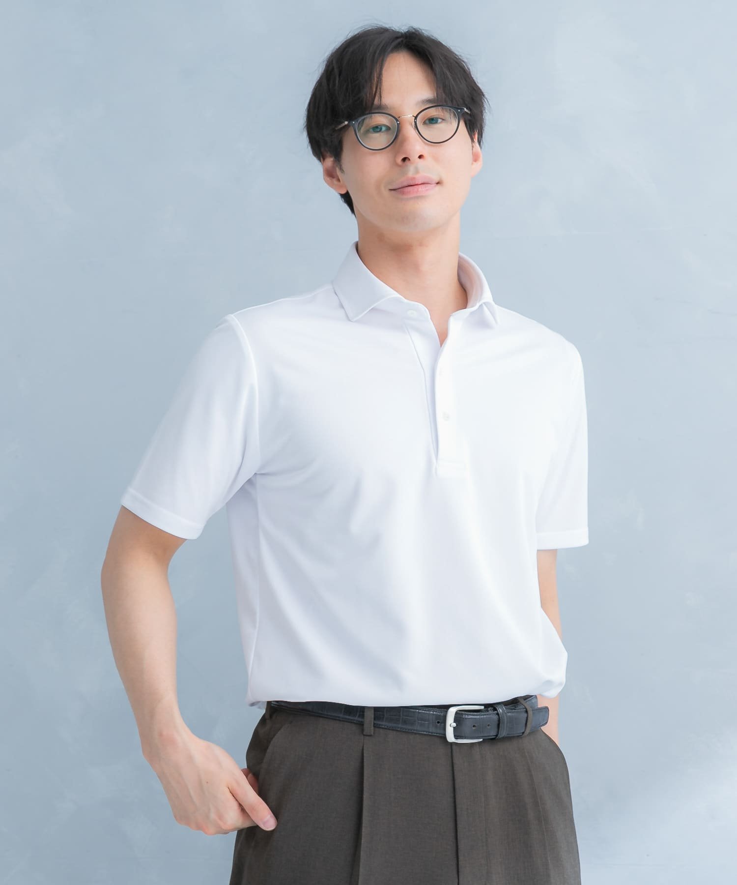 URBAN RESEARCH DOORS LIFE STYLE TAILOR トリコットセミワイド半袖プルオーバー無地 アーバンリサーチドアーズ スーツ・フォーマル Yシャツ・カッターシャツ ホワイト ネイビー【送料無料】