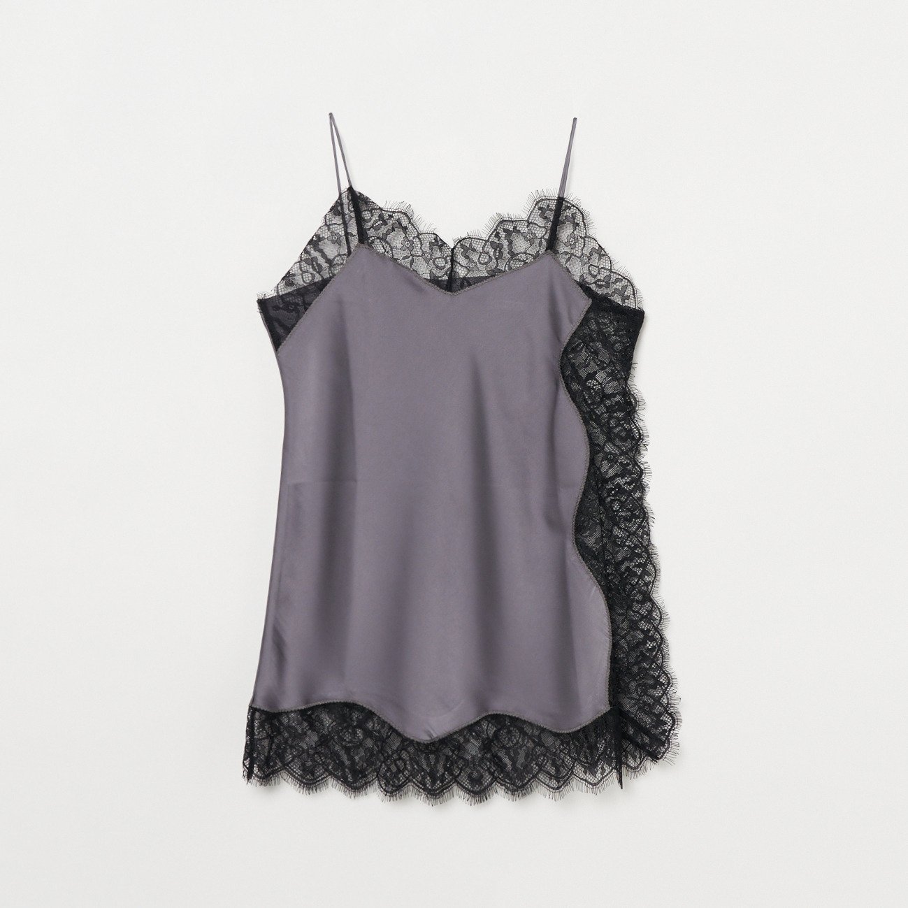 HELIOPOLE SATIN LACE CAMISOLE エリオポール トップス その他のトップス ブラック グレー