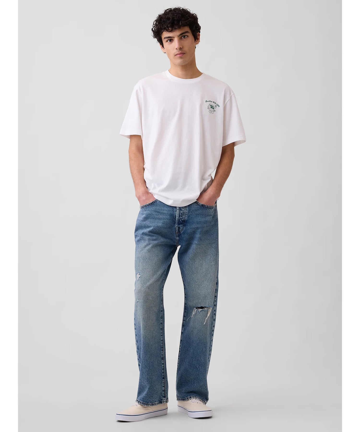 (U)エブリディ ソフト リラックスフィット グラフィックTシャツ ギャップ トップス カットソー・Tシャツ ホワイト