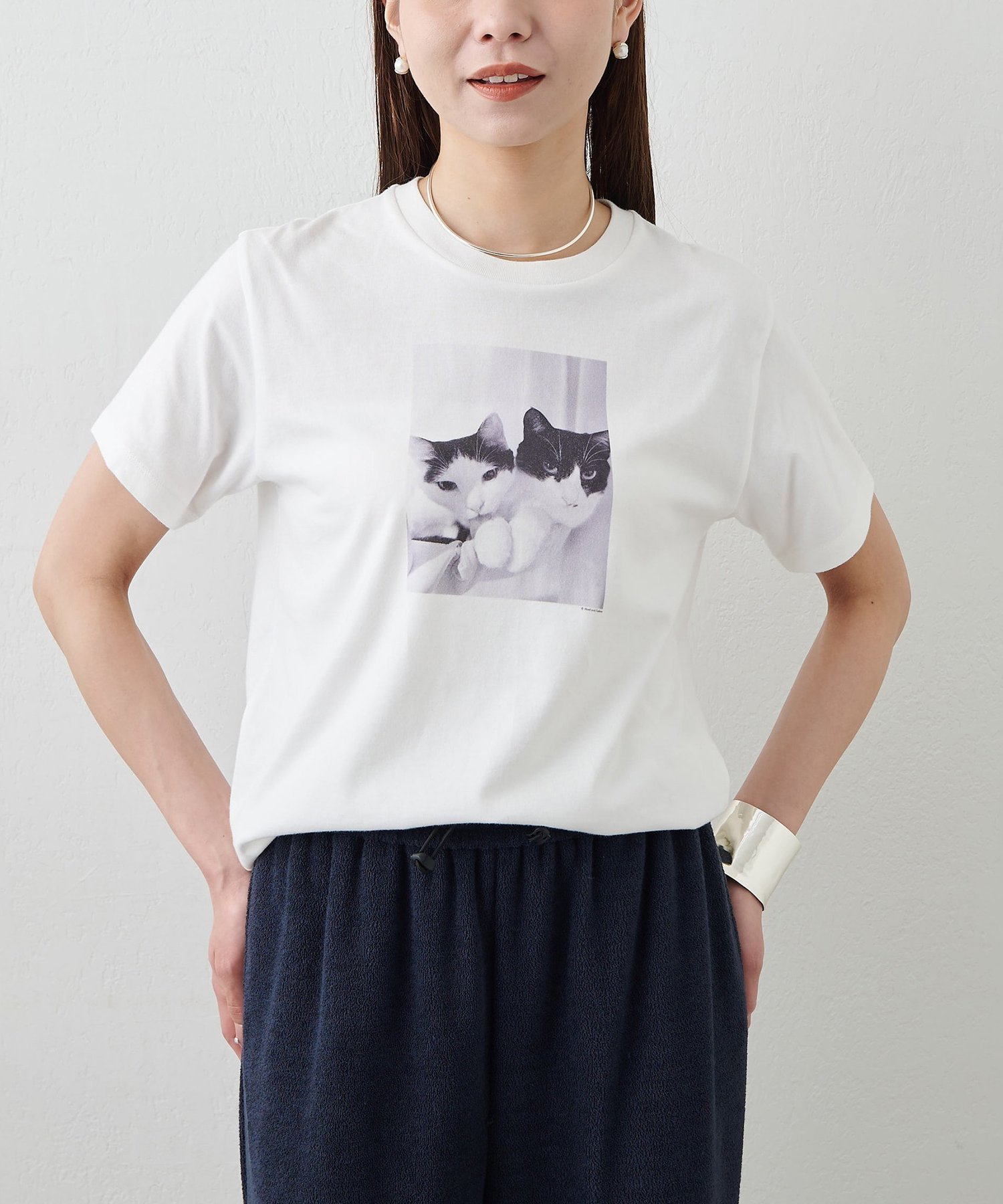 Whim Gazette 【Drawing Numbers】キャットTシャツ ウィム ガゼット トップス カットソー・Tシャツ ホワイト