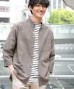 GLOBAL WORK (M)ハイブリッドリネン7Sシャツ グローバルワーク トップス シャツ・ブラウス グレー ブルー ネイビー ピンク ベージュ グリーン ホワイト