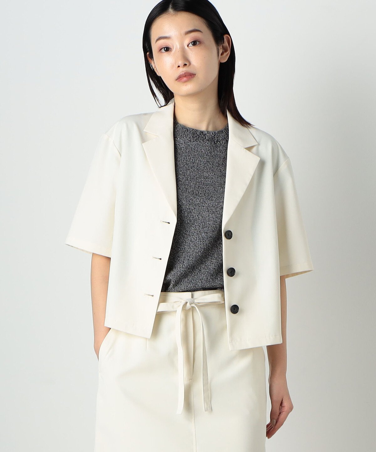 【SALE／80%OFF】COMME CA ISM 【セットアップ対応】テーラード ショート シャツ コムサイズム ジャケット・アウター テーラードジャケット・ブレザー ブラウン ホワイト オレンジのサムネイル