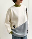 rps 3配色切替刺繍裏起毛プルオーバー アールピーエス トップス スウェット・トレーナー ホワイト ブルー グレー