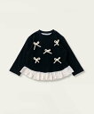 【SALE/20%OFF】aimoha KIDS 【aimoha-KIDS-】リボン付き裾フリルトップス アイモハ トップス カットソー・Tシャツ ホワイト ブラック