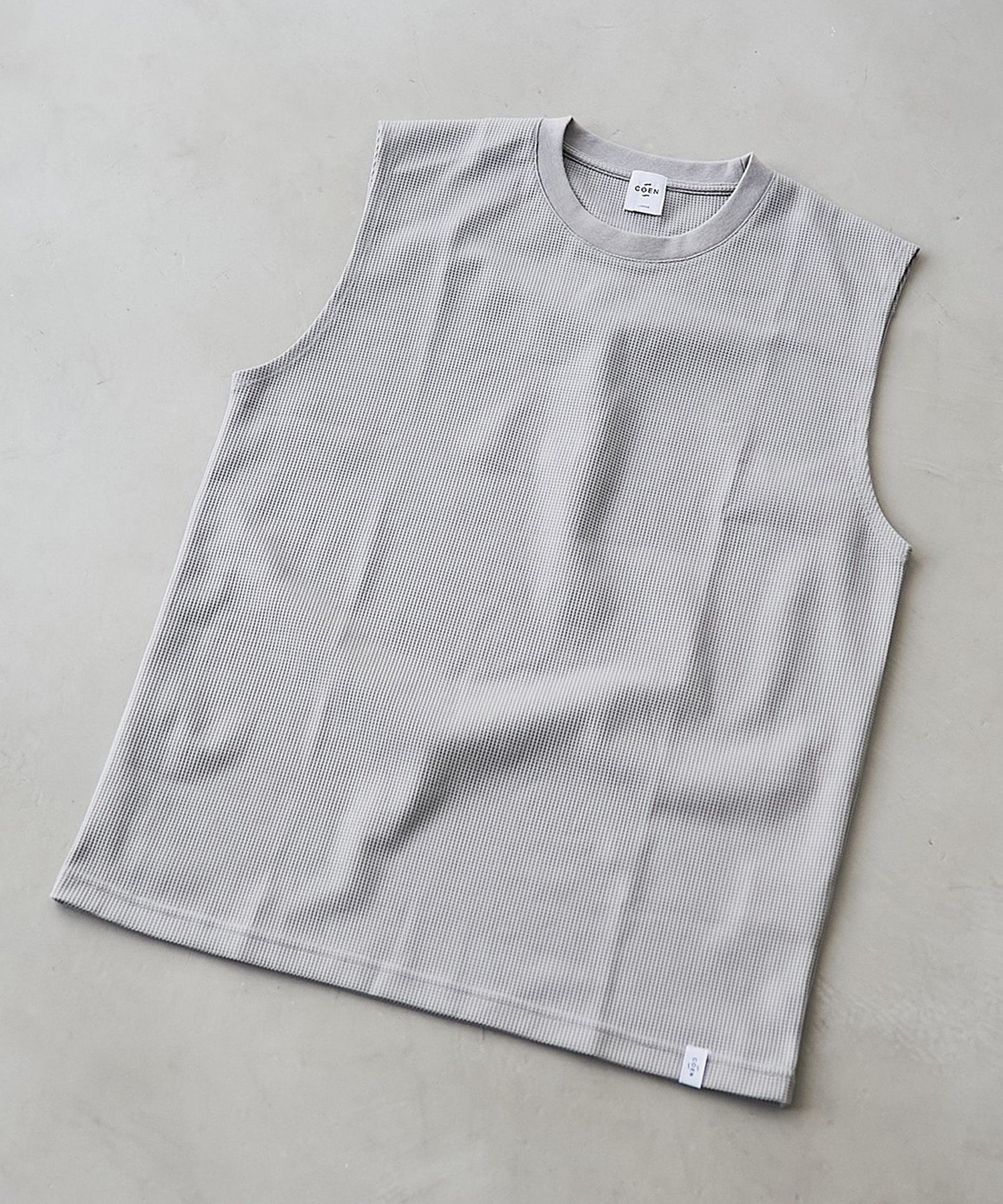 【形態回復性・ストレッチ性】SOLOTEX(R) ワッフルノースリーブTシャツ コーエン トップス カットソー・Tシャツ グレー ホワイト