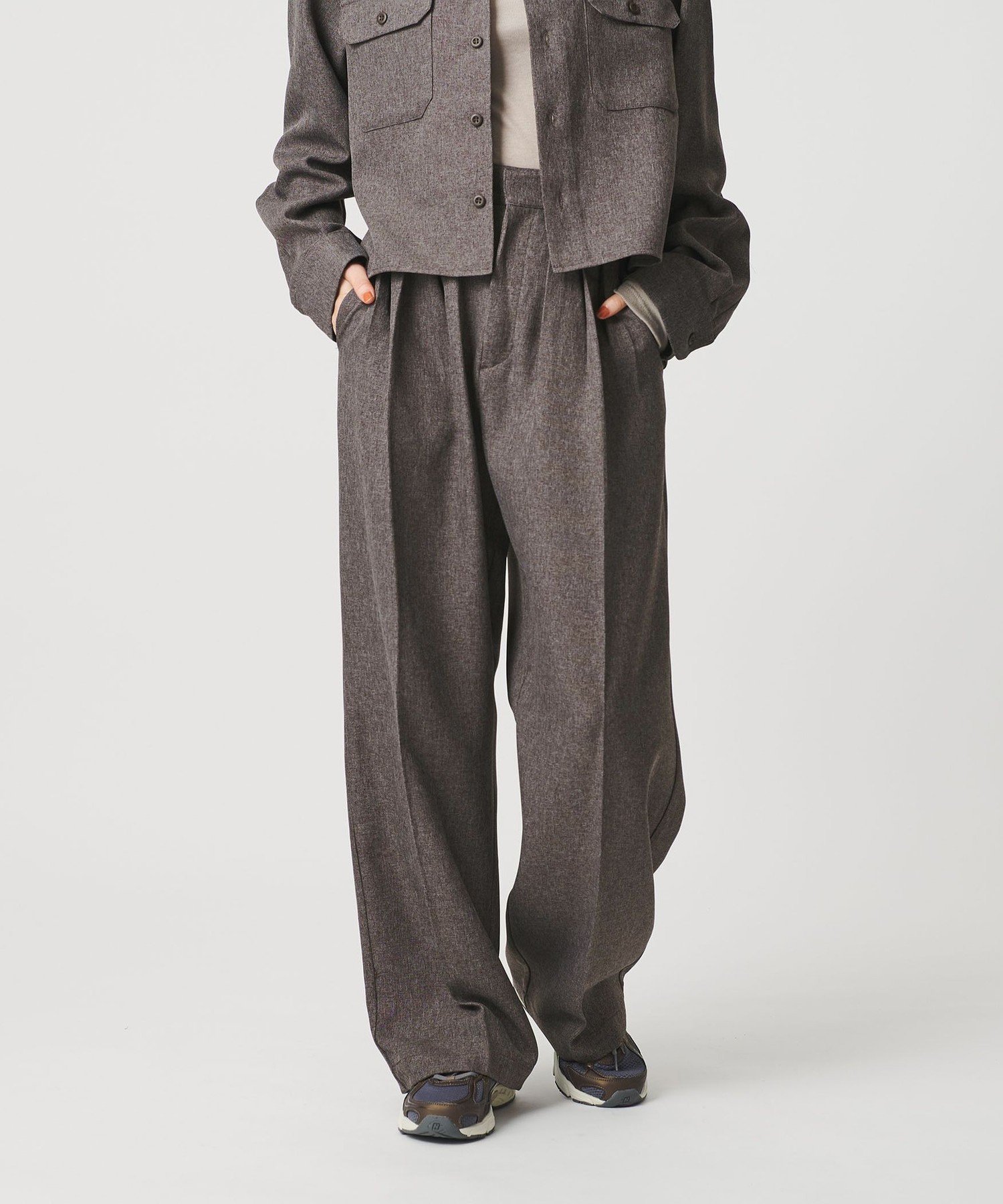【SALE／50%OFF】BEAUTY&YOUTH UNITED ARROWS ポリエステル タックワイドパンツ ウォッシャブル ユナイテッドアローズ アウトレット パンツ その他のパンツ ブラウン グレー ネイビー【送料無料】 stylife-15718531 Rakuten Fashion サンプル画像2