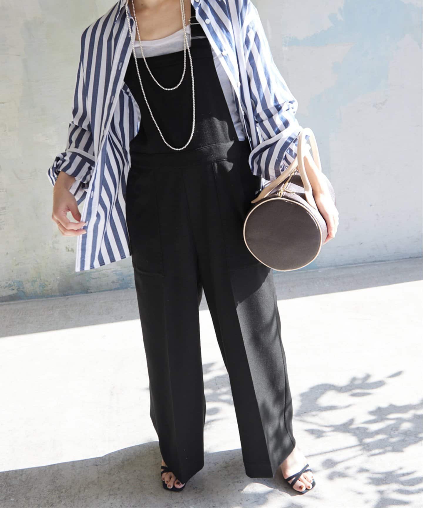 SLOBE IENA PEシャークバッククロスサロペット スローブ イエナ オールインワン・オーバーオール オーバーオール・サロペット ブラック ベージュ【送料無料】のサムネイル