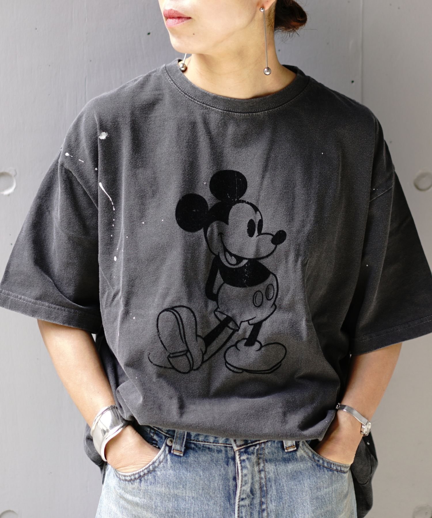 B'2nd GOOD ROCK SPEED (グッドロックスピード) 別注ペインティングミッキーTシャツ ビーセカンド トップス カットソー・Tシャツ グレー【送料無料】のサムネイル