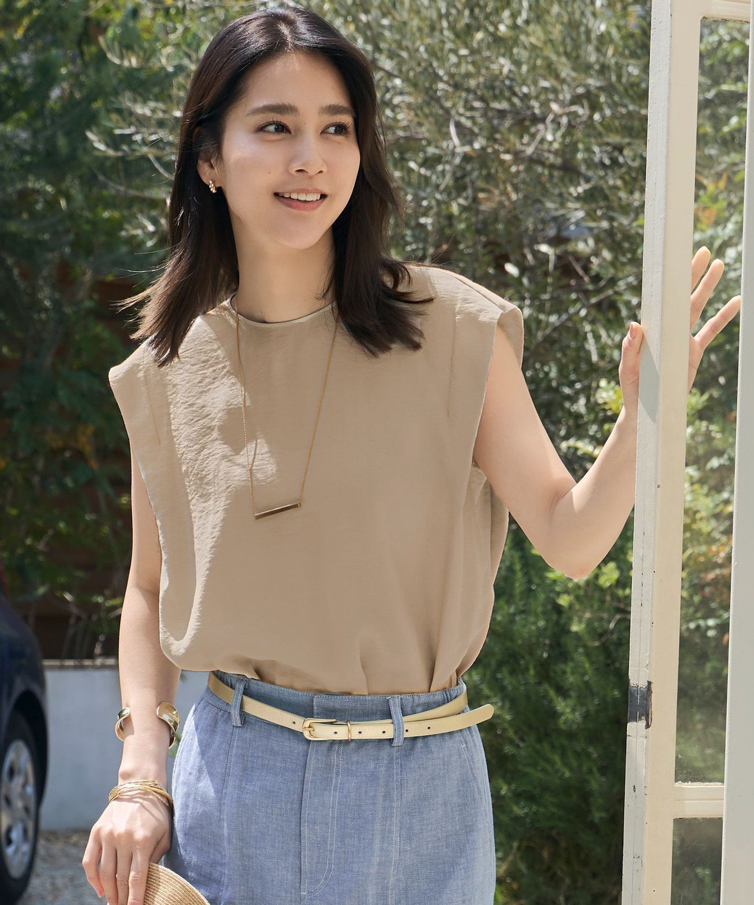 自由区 【カタログ掲載・セットアップ対応・接触冷感・UVケア・洗える】エアリーツイルノースリーブ ブ..