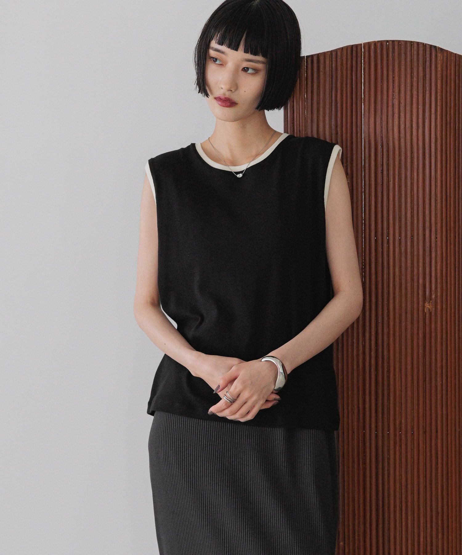 LOWRYS FARM 【新色予約・追加予約】ハイショクタンク ローリーズファーム トップス カットソー・Tシャツ ブラック グレー ベージュ ホワイト ピンク