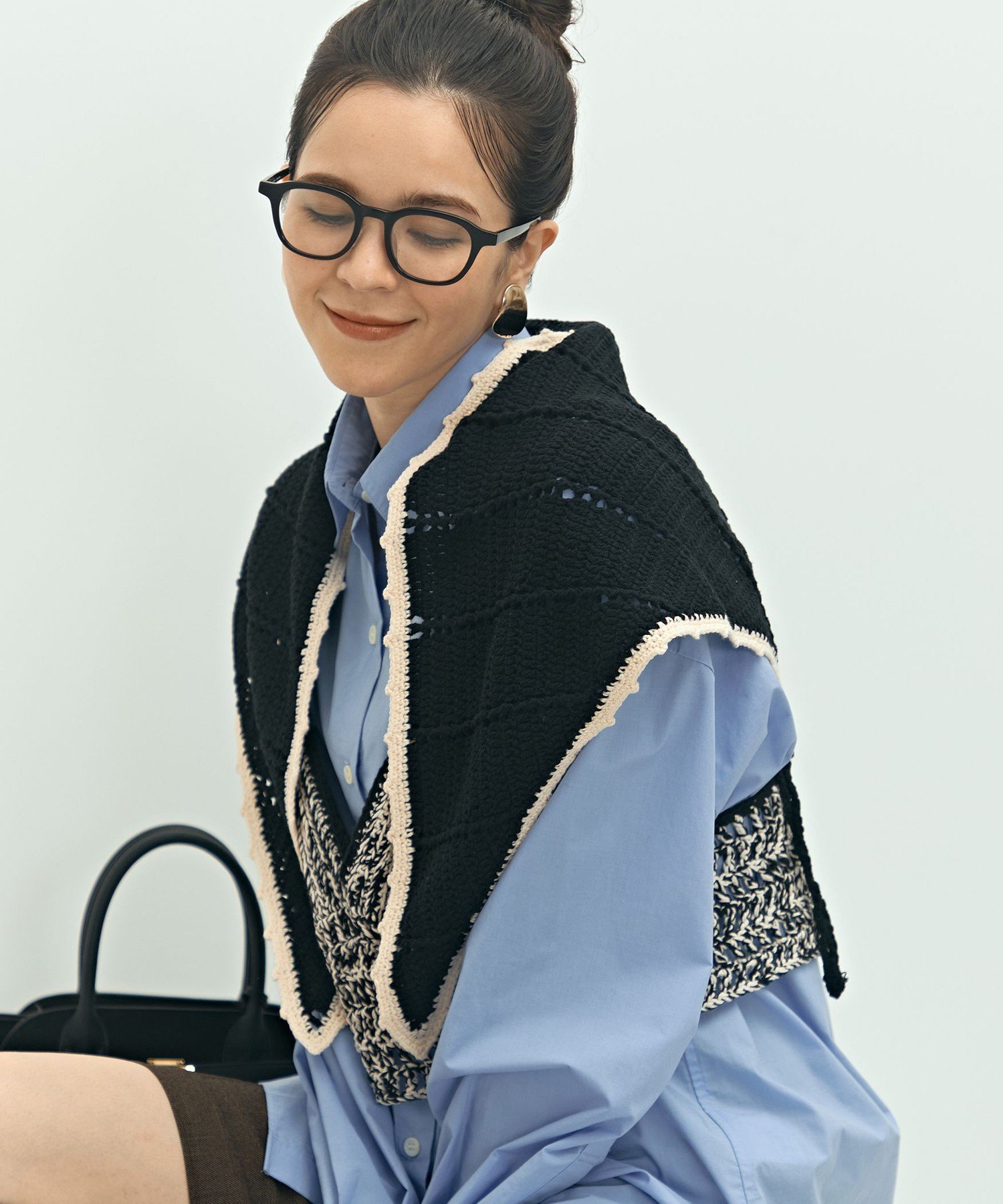 【SALE／30%OFF】Laraaji 《手洗い可能》かぎ編み針三角ストール ノーリーズ トップス ニット ベージュ..