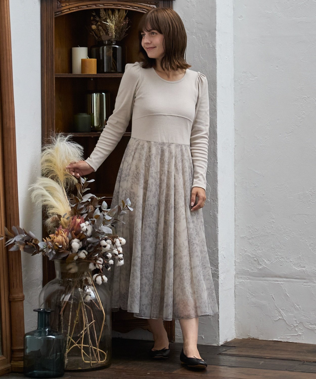 petit main 【リンク】フレアチュールワンピース ナルミヤオンライン ワンピース・ドレス ワンピース グレー【送料無料】のサムネイル