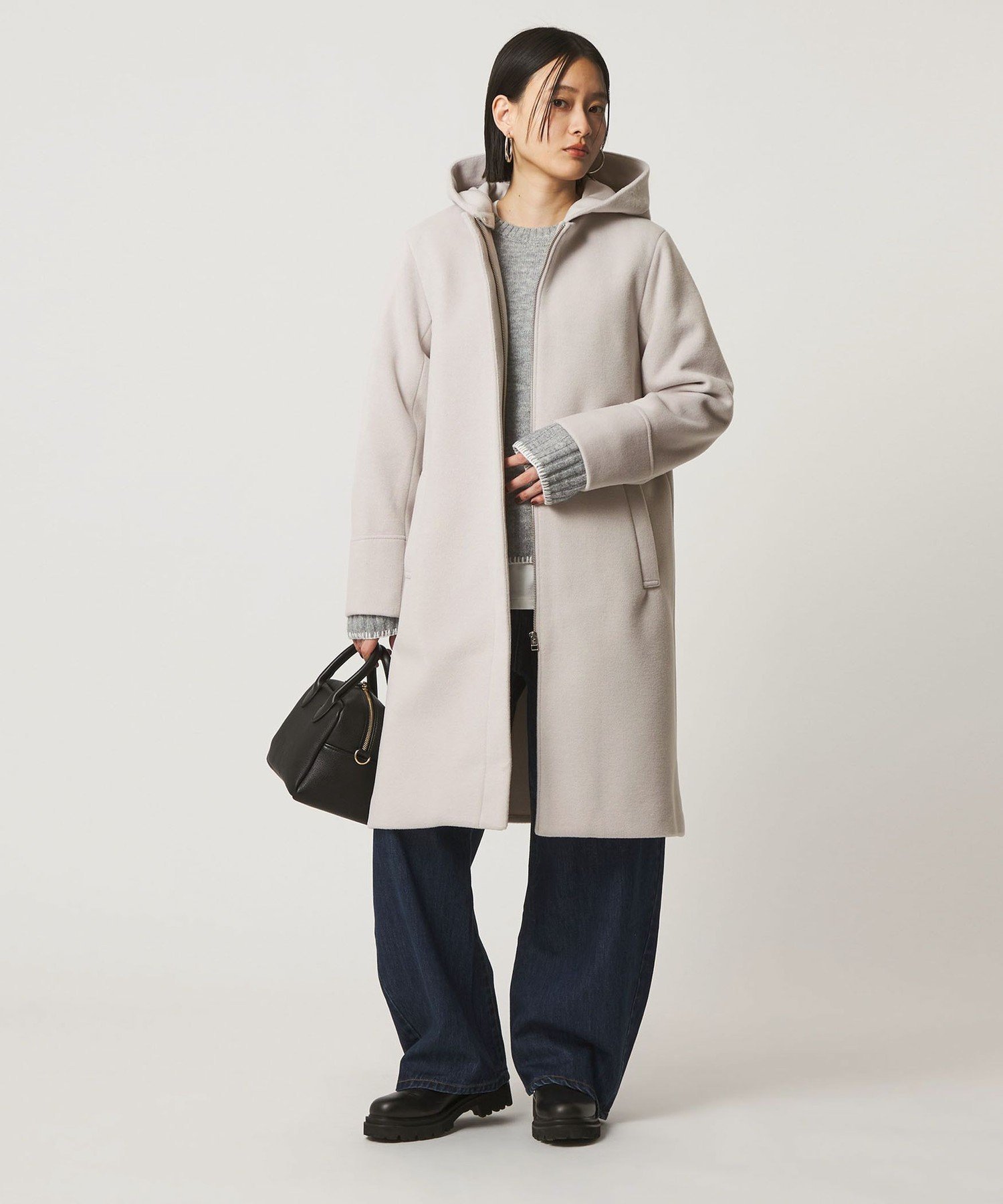 a day in the life ニットビーバー フーデッド 2WAY コート ＜A DAY IN THE LIFE＞ ユナイテッドアローズ アウトレット ジャケット・アウター その他のジャケット・アウター ブルー グリーン グレー ネイビー【送料無料】のサムネイル