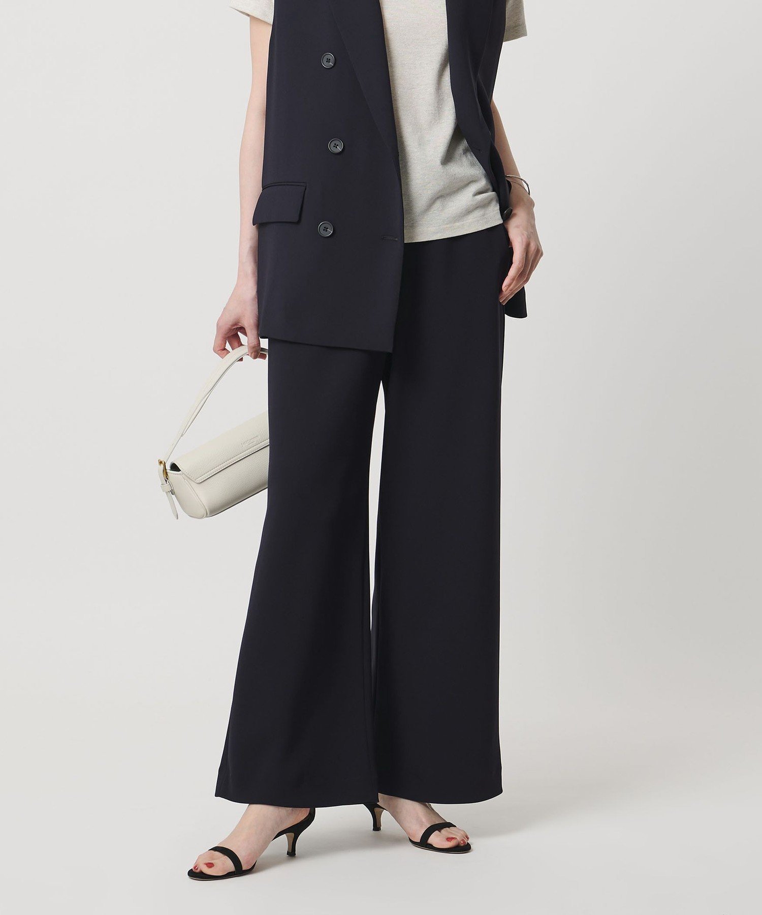 【SALE／30%OFF】UNITED ARROWS Drapy バイアス イージー パンツ -ウォッシャブル- ユナイテッドアローズ パンツ スラックス・ドレスパンツ ブラック ネイビー【送料無料】