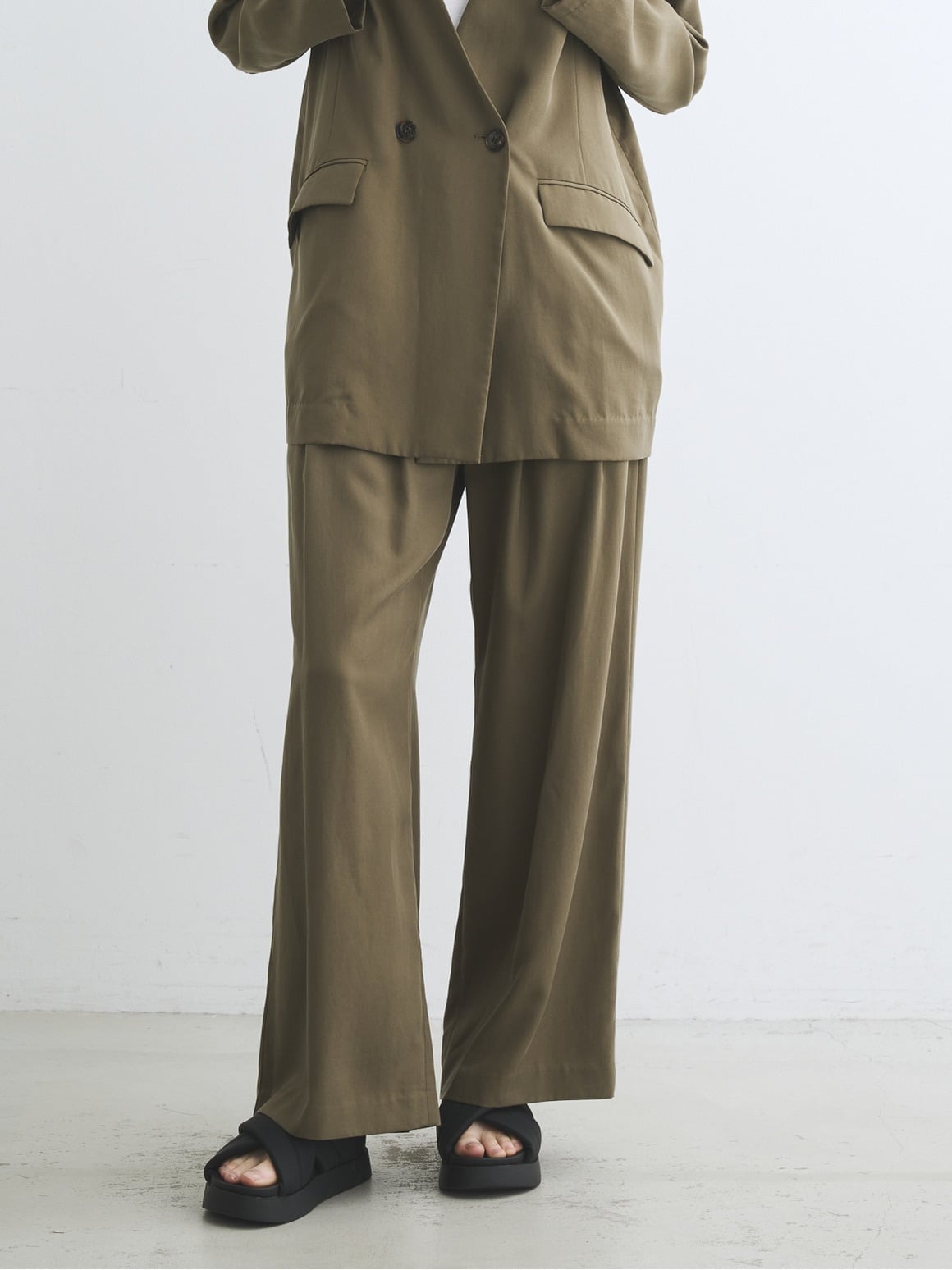 three dots Fibrio wide pants スリードッツ パンツ その他のパンツ ベージュ ブラック カーキグリーン