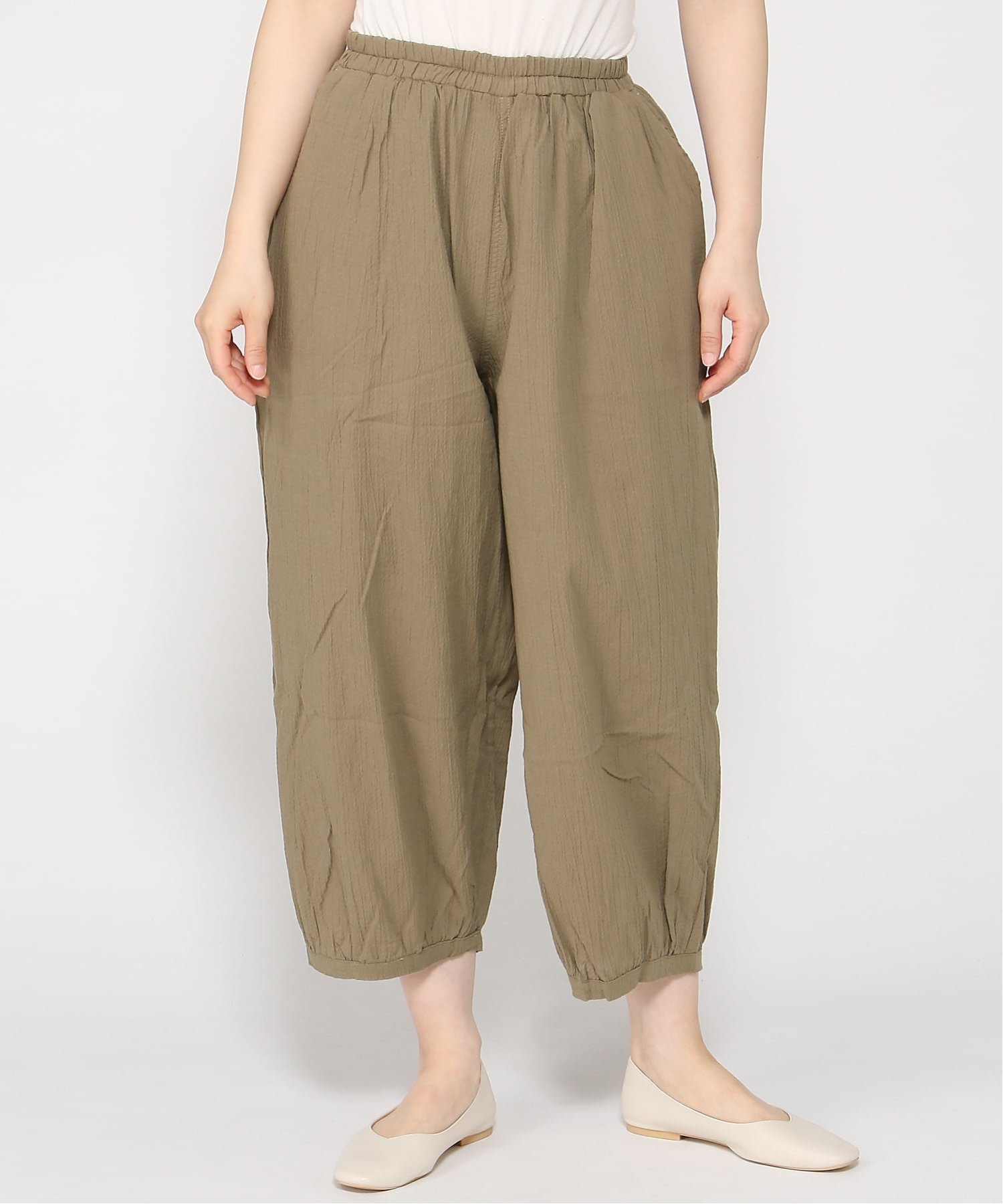 cloudnine cloudnine/ゆるバルーンパンツ 9分丈 総ゴム仕様 綿素材 シワ感ナチュラルデザイン ボールパンツ クラウドナイン パンツ その他のパンツ ベージュ ブラック カーキグリーン【送料無料】