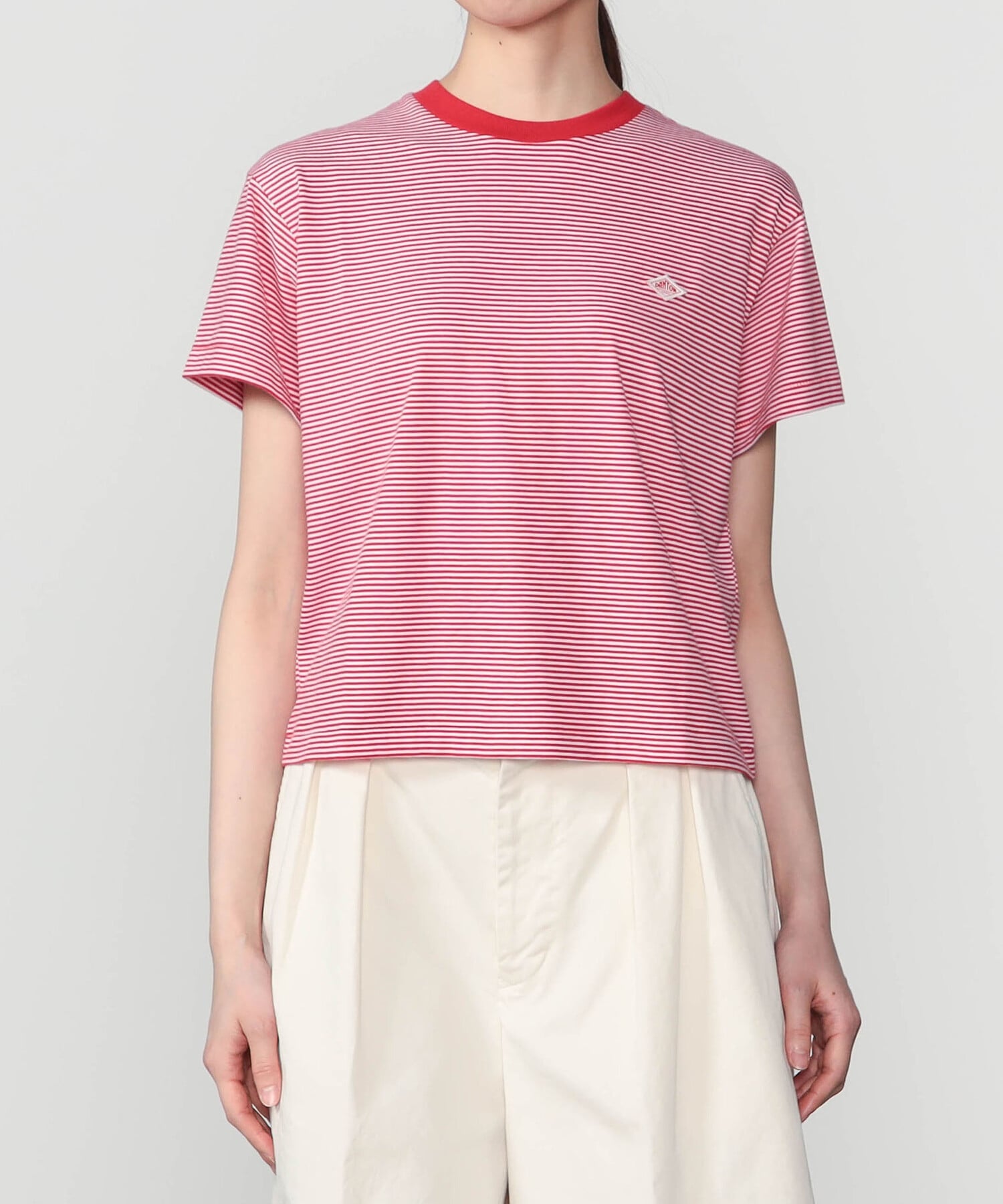 Bshop DANTON ｜ クルーネック Tシャツ STRIPE WOMEN ビショップ トップス カットソー・Tシャツ ネイビー レッド ブルー