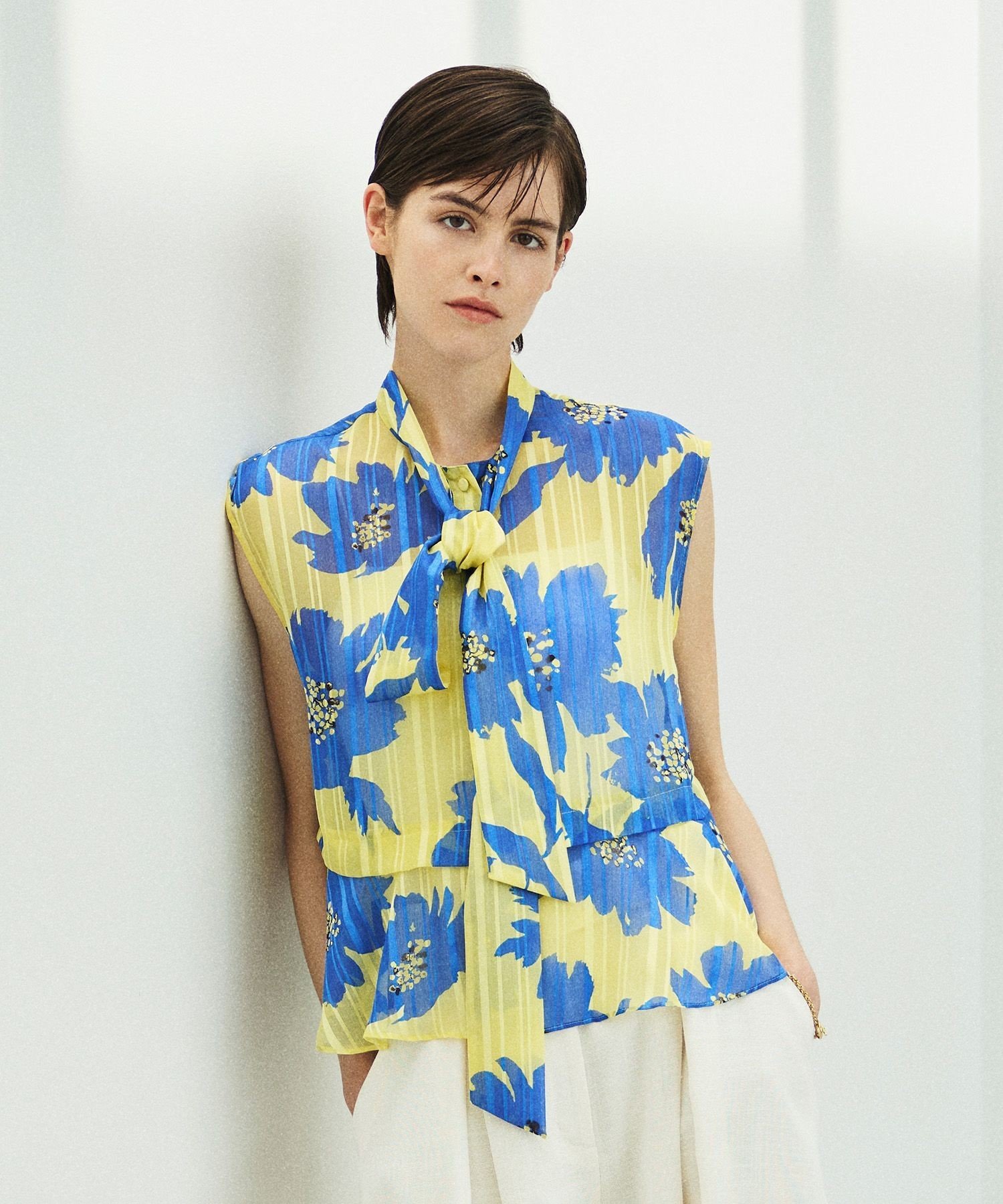 allureville ◇WEB ルミネ別注 シアーヨウリュウブラウス アルアバイル トップス シャツ・ブラウス イエロー【送料無料】