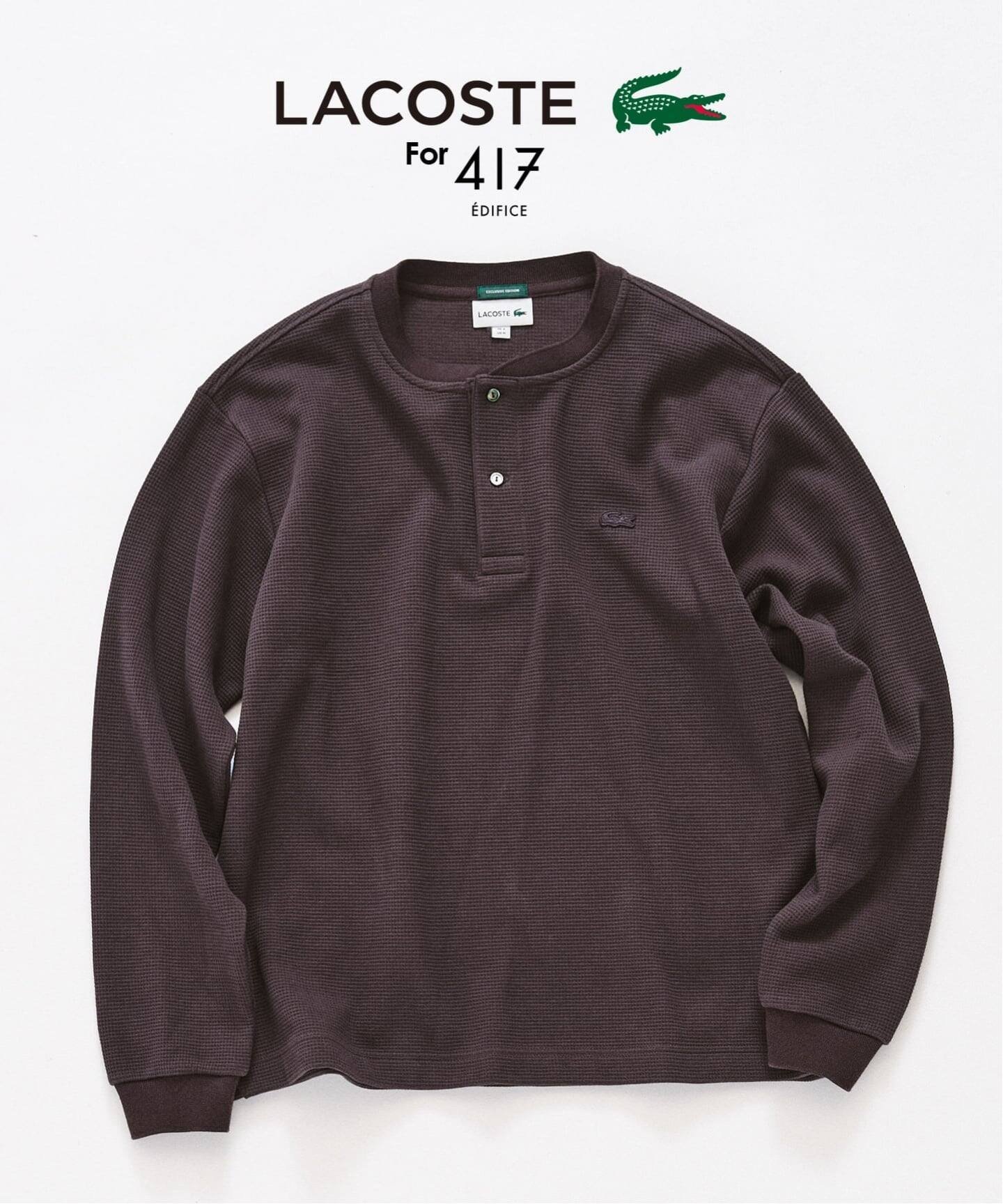 417 EDIFICE LACOSTE * 417 ヘンリーネック ワッフルTシャツ フォーワンセブン エディフィス トップス カットソー・Tシャツ ブルー グレー ブラック【送料無料】