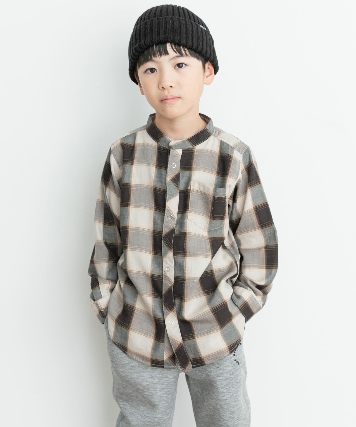 【SALE／40%OFF】URBAN RESEARCH DOORS 『親子リンク』バンドカラーチェックシャツ(KIDS) アーバンリサーチドアーズ トップス その他のトップス ブラック ブルー