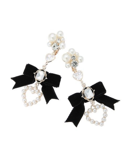 NOEMIE お嬢さんベロアリボンパールイヤリング ノエミー アクセサリー・腕時計 その他のアクセサリー・腕時計 ホワイト ブラックのサムネイル